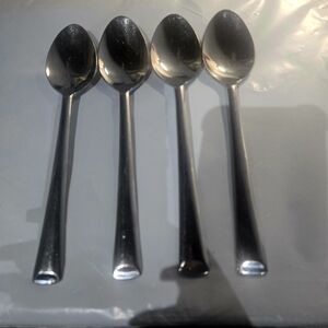 (4)Martha Stewart MSE MFS8G Glossy Stainless Flatware soup spoon slanted tip